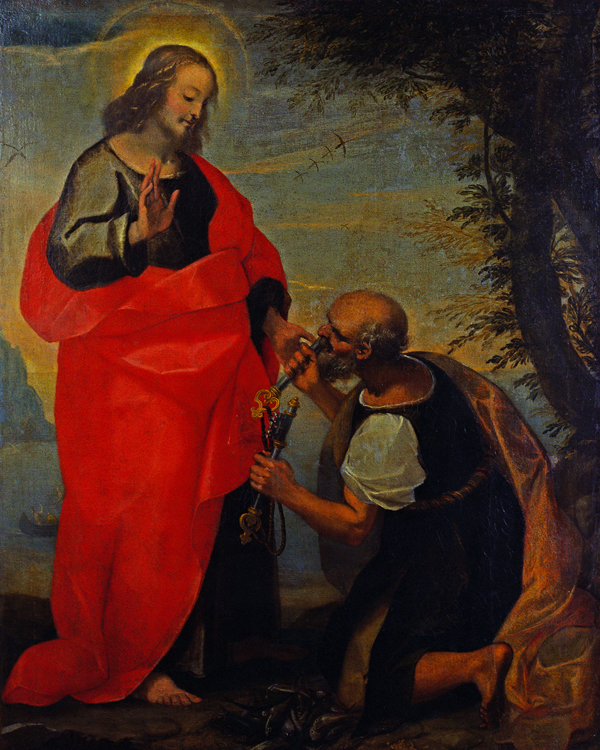 Giovanni Laurentini, Cristo consegna le chiavi a san Pietro (fine XVI-inizio XVII secolo), olio su tela. Rimini, Musei Civici 